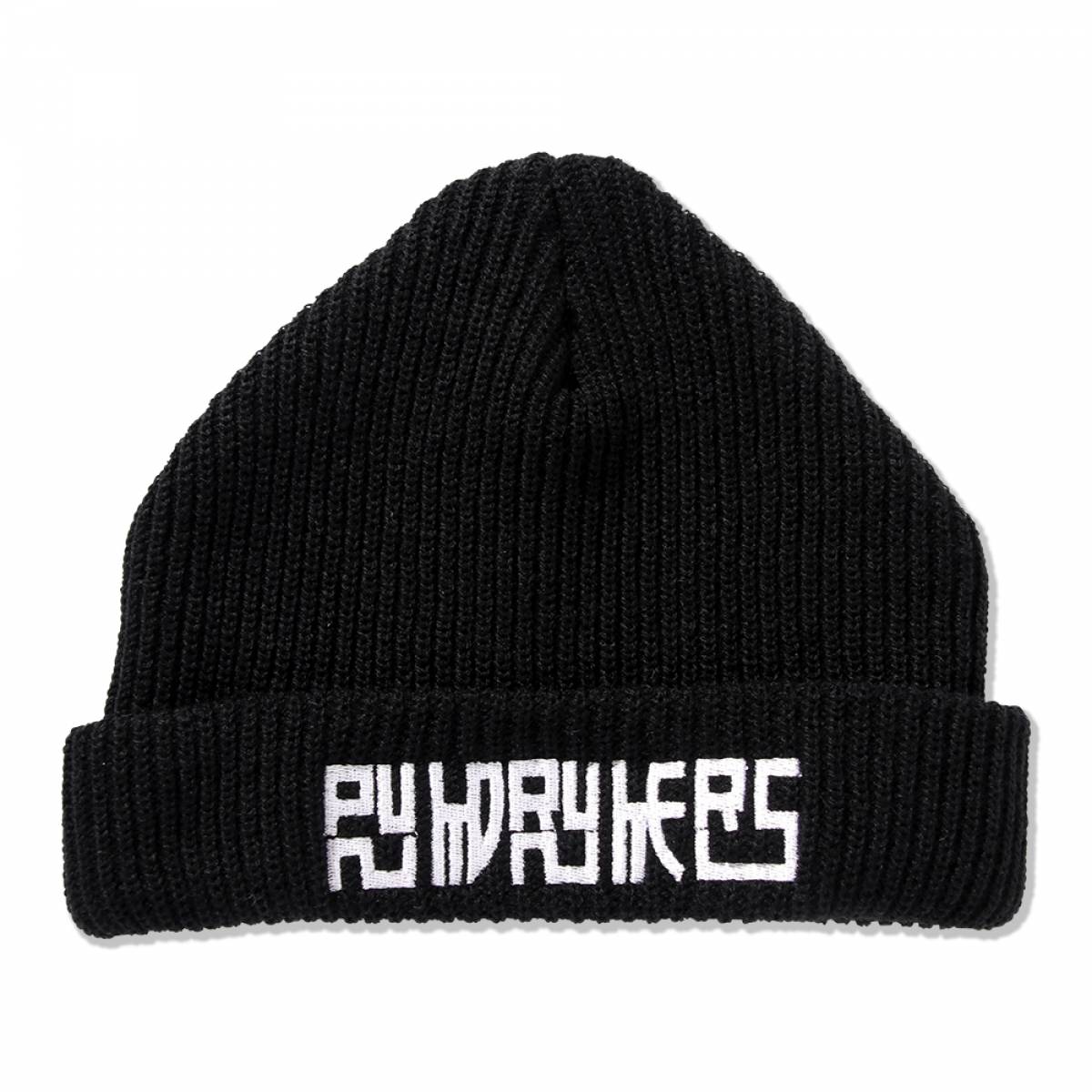 【予約商品】PUNK DRUNKERS (パンクドランカーズ)角ロゴニットCAP - BLACK