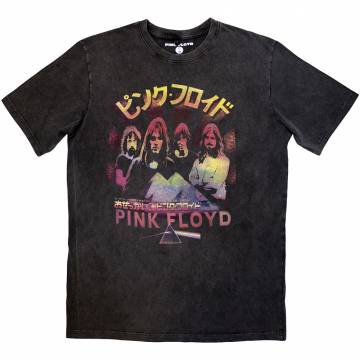 【予約商品】PINK FLOYD Unisex Stone Wash バンドTシャツ: Japan Poster (Charcoal Grey) - CHARCOAL GREY