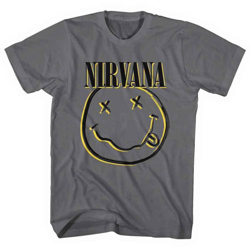 【予約商品】NIRVANA バンドTシャツ ユニセックス: Inverse Happy Face (Charcoal Grey)