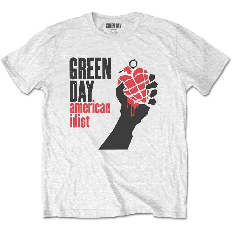 【予約商品】GREEN DAY バンドTシャツ ユニセックス: American Idiot (White) - WHITE