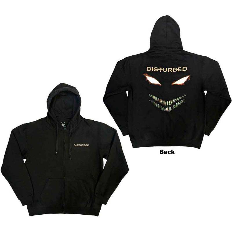 【予約商品】DISTURBED Unisex Zipped Hoodie: The Face (Black) (Back Print)