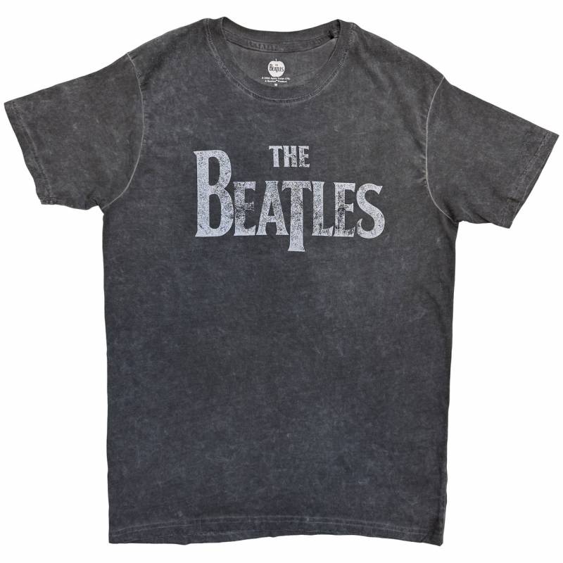 【予約商品】THE BEATLES バンドTシャツ ユニセックス: Drop T Logo Snow Wash (Charcoal Grey) (Wash Collection)