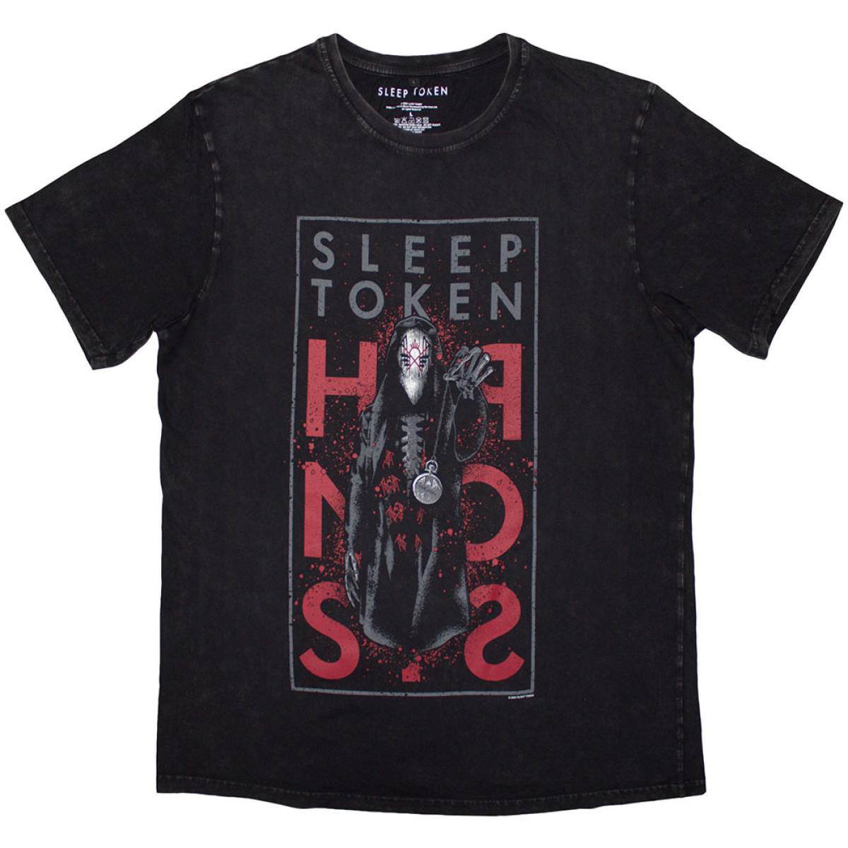 【予約商品】SLEEP TOKEN Unisex Stone Wash バンドTシャツ: Hypnosis (Black) - BLACK