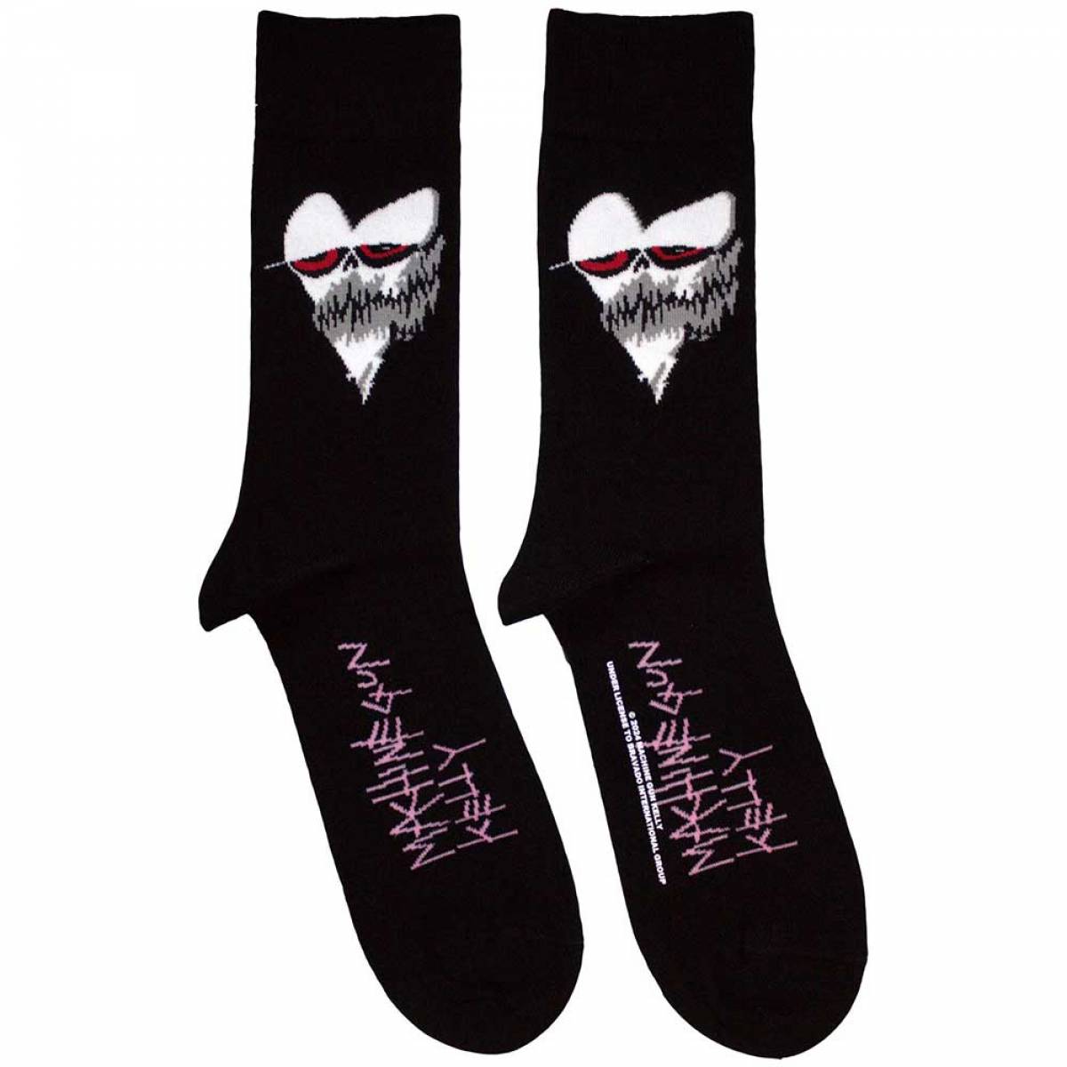 【予約商品】MACHINE GUN KELLY Unisex Ankle Socks: Heart Face (Black) (UK Size 7 - 11) - BLACK
