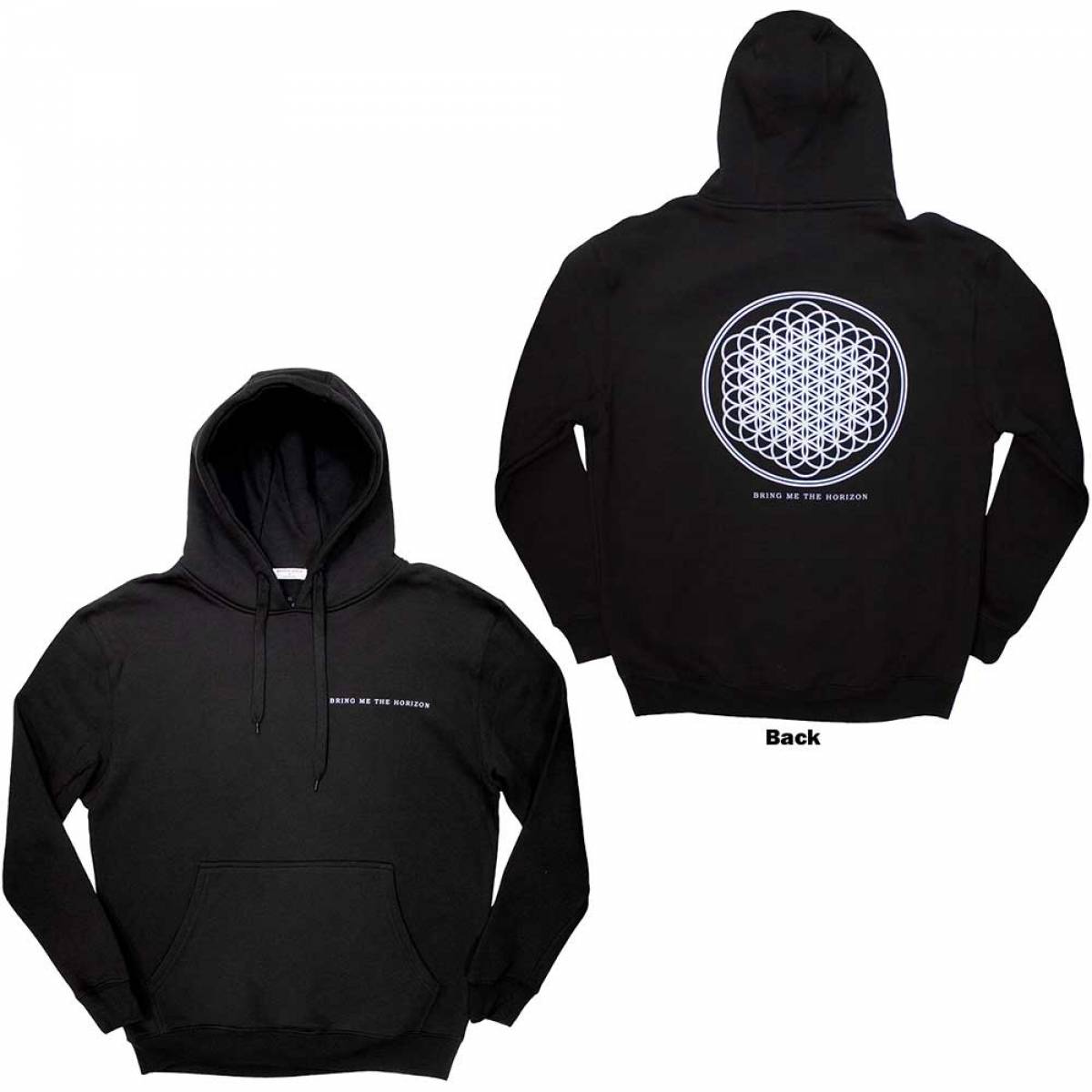 【予約商品】BRING ME THE HORIZON Unisex Pullover Hoodie: Flower of Life (Back Print) - BLACK