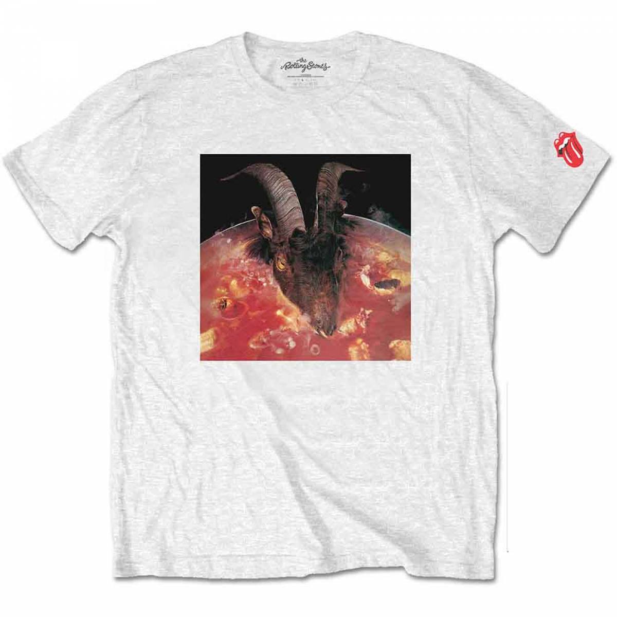 【予約商品】THE ROLLING STONES バンドTシャツ ユニセックス: Goats Head Soup (White) (Sleeve Print) - WHITE