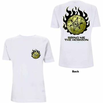 【予約商品】BRING ME THE HORIZON バンドTシャツ ユニセックス: Globe (White) (Back Print) - WHITE