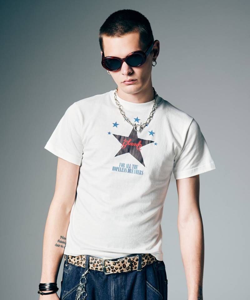 【予約商品】glamb(グラム) Skin-Tight Star T-Shirt / スキンタイトスターTシャツ - White