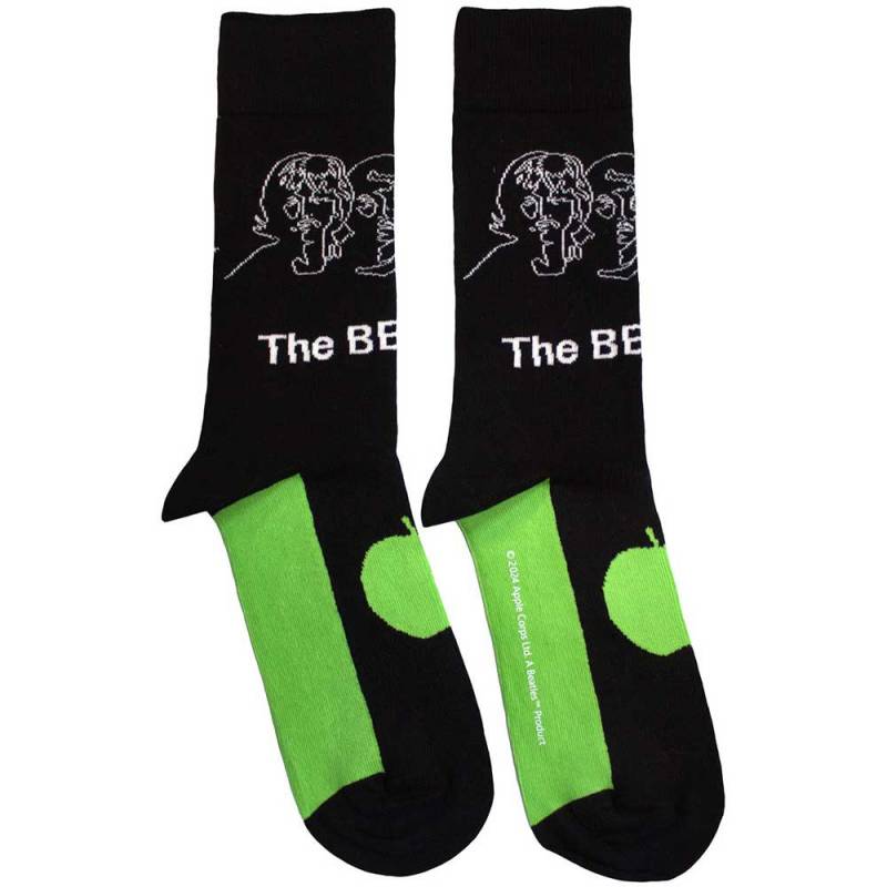【予約商品】THE BEATLES Unisex Ankle Socks: White Album Faces Outlines & Apple (Black)