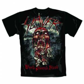 【予約商品】SLAYER ユニセックスTシャツ: World Painted Blood Skull