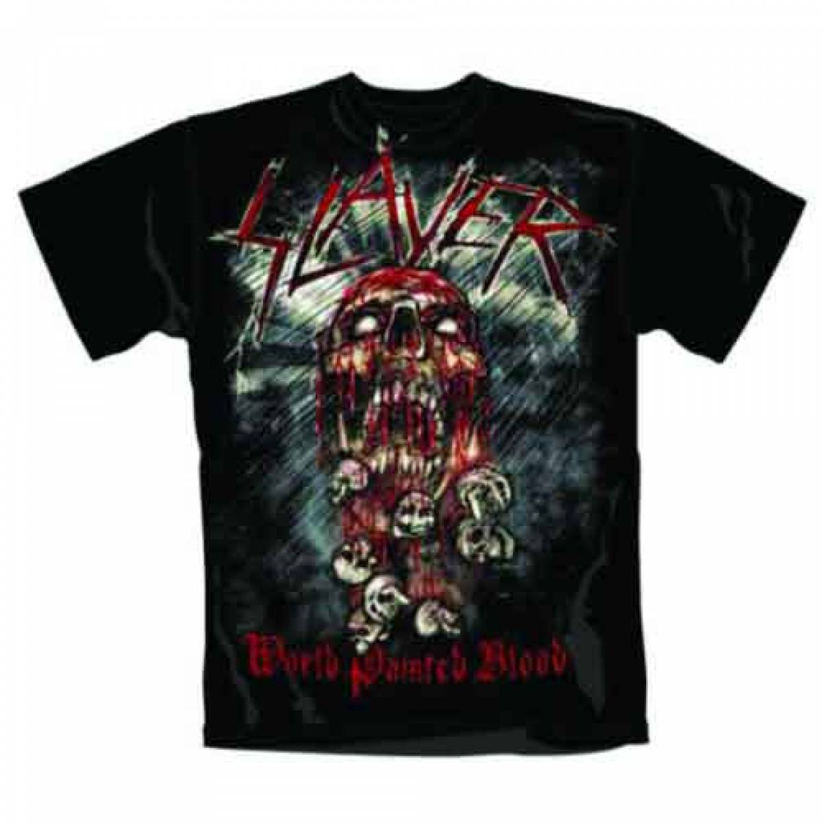 【予約商品】SLAYER バンドTシャツ ユニセックス: World Painted Blood Skull (Black) - BLACK