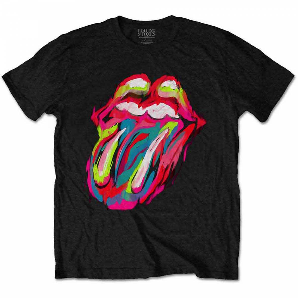 【予約商品】THE ROLLING STONES バンドTシャツ ユニセックス: Sixty Brushstroke Tongue (Black) - BLACK