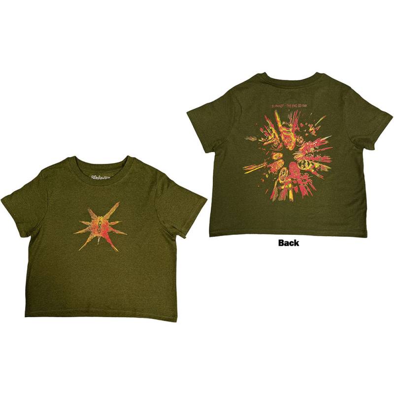 【予約商品】SLIPKNOT Unisex Crop Top: The End, So Far Band Figures (Green) (Back Print)