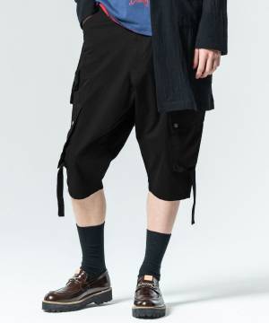 【予約商品】glamb(グラム)GB0225/P13 : Deformed Cropped Sarrouel Pants / デフォームクロップドサルエルパンツ - Black