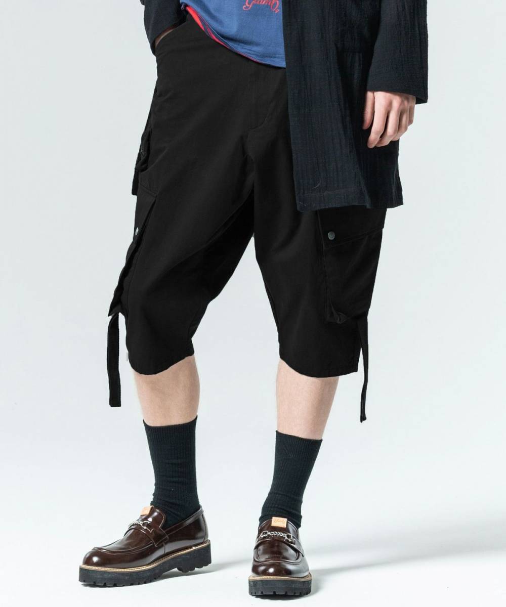 【予約商品】glamb(グラム)GB0225/P13 : Deformed Cropped Sarrouel Pants / デフォームクロップドサルエルパンツ - Black