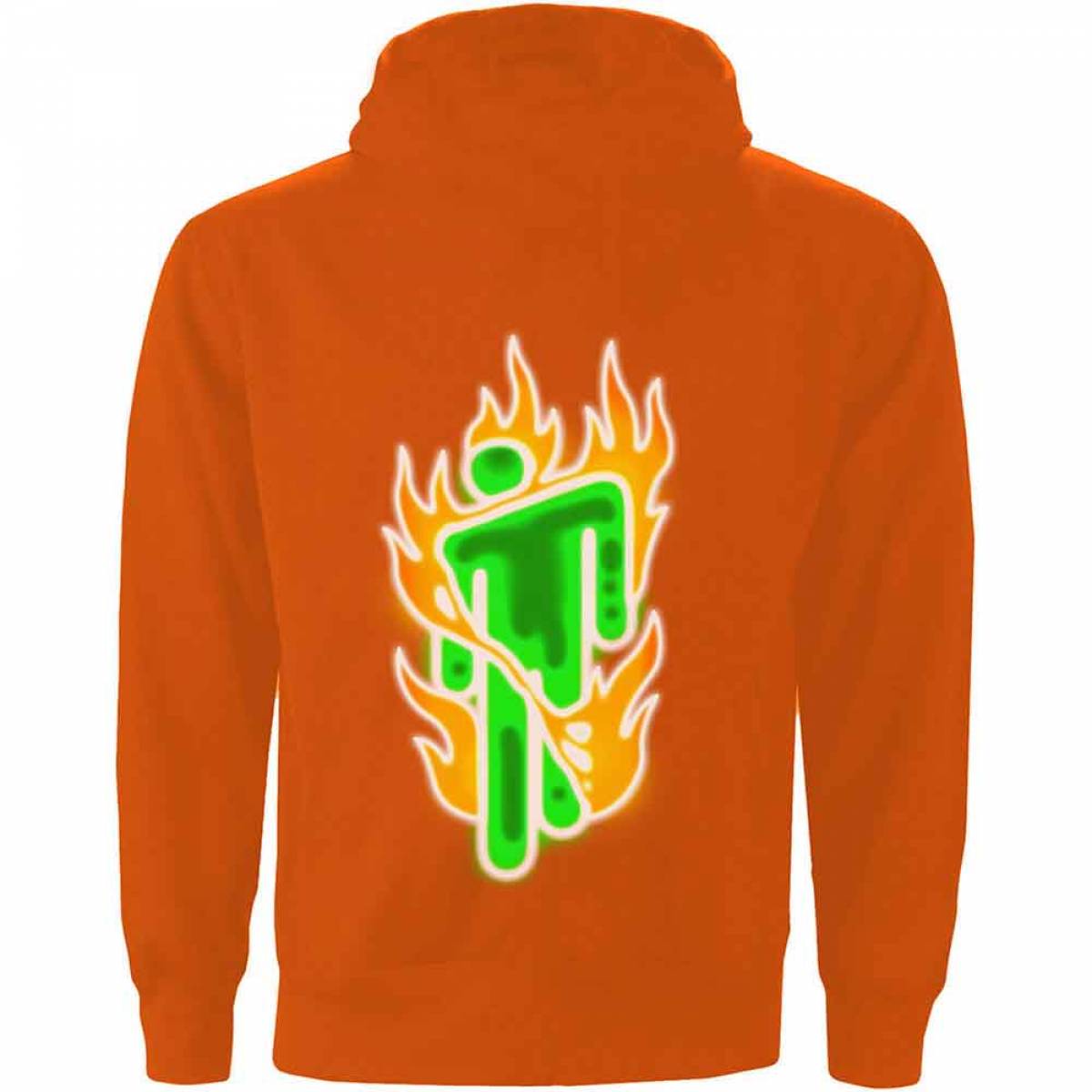 【予約商品】BILLIE EILISH Unisex Pullover Hoodie: Airbrush Flames Blohsh (Back Print) - ORANGE