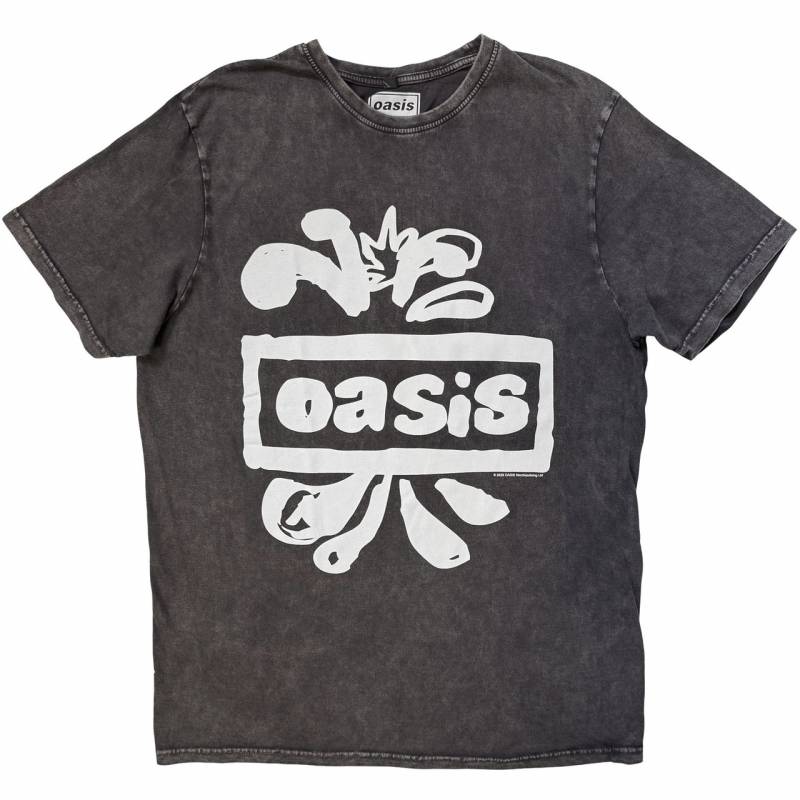 【予約商品】OASIS Unisex Stone Wash バンドTシャツ: Logo Splat (Charcoal Grey)