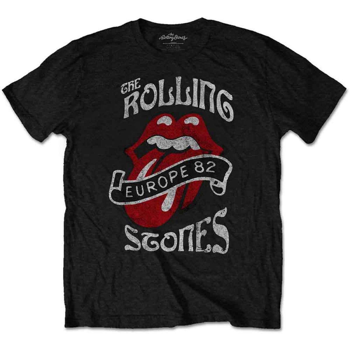【予約商品】THE ROLLING STONES バンドTシャツ ユニセックス: Europe '82 Tour (Black) - BLACK