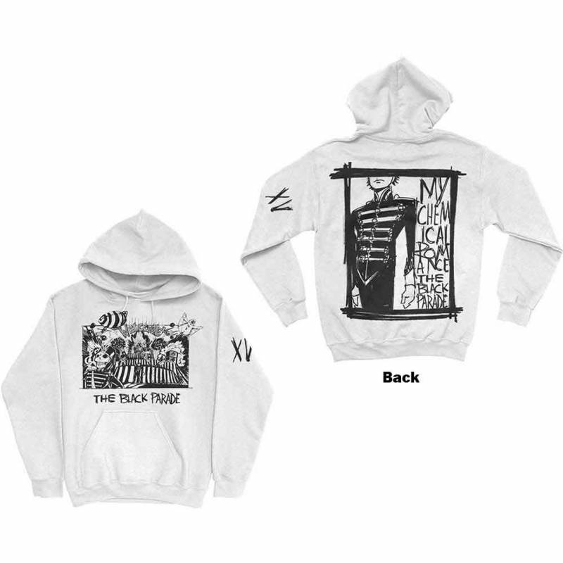 【予約商品】MY CHEMICAL ROMANCE Unisex Pullover Hoodie: XV Marching Frame (White) (Back Print)