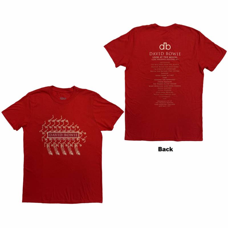 【予約商品】DAVID BOWIE バンドTシャツ ユニセックス: Phoenix Festival (Cardinal Red) (Back Print)