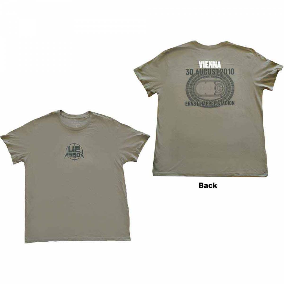 【予約商品】U2 バンドTシャツ ユニセックス: 360 Degree Tour Vienna 2010 (Green) (Back Print & Ex-Tour) (XX-Large) - GREEN