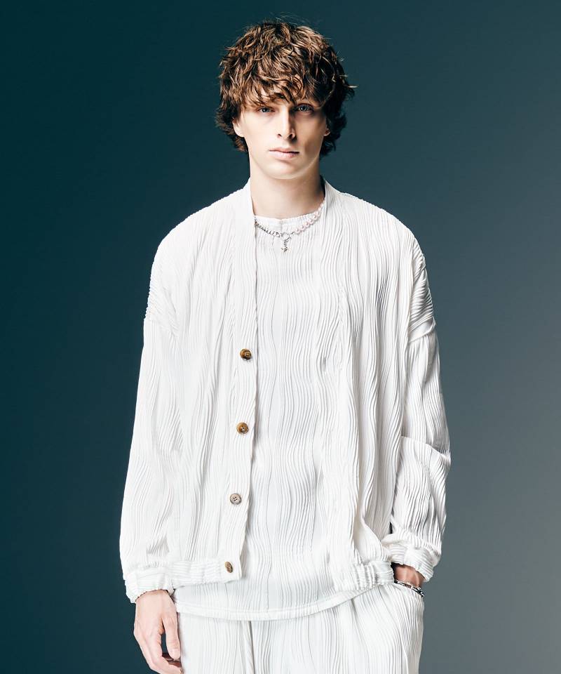 【予約商品】glamb(グラム)Willow Crepe Cardigan / ウィロークレープカーディガン - White