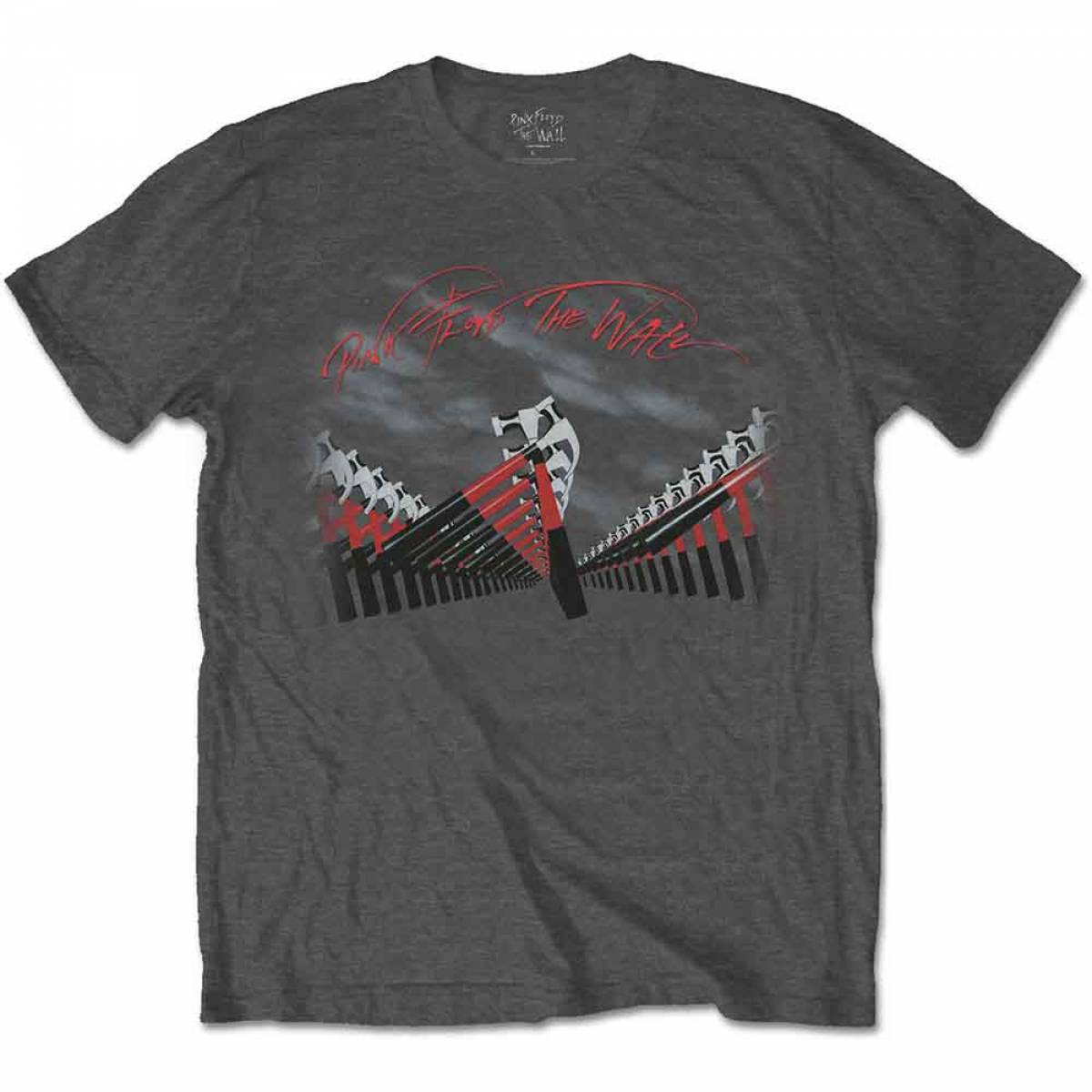 【予約商品】PINK FLOYD バンドTシャツ ユニセックス: The Wall Marching Hammers (Charcoal Grey) - CHARCOAL GREY
