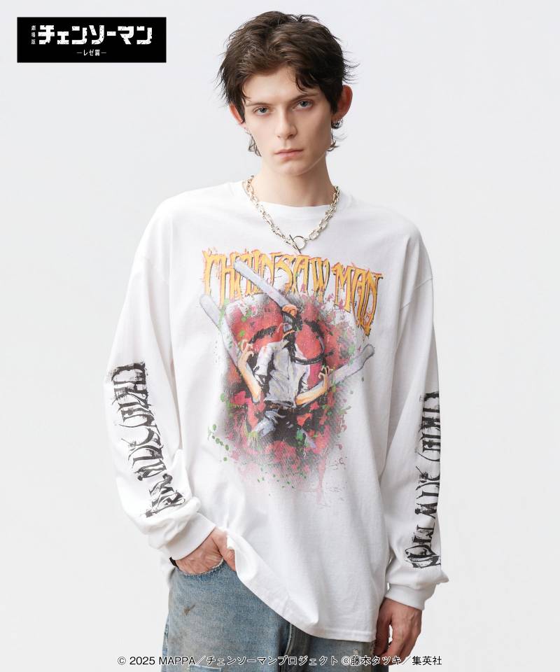 【予約商品】チェンソーマンxglamb(グラム) Chainsaw Man Cutsew / チェンソーマンカットソー - White