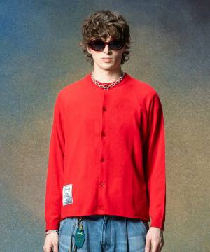 【予約商品】glamb(グラム)GB0225/KNT02 : Round Neck Cardigan / ラウンドネックカーディガン - Red