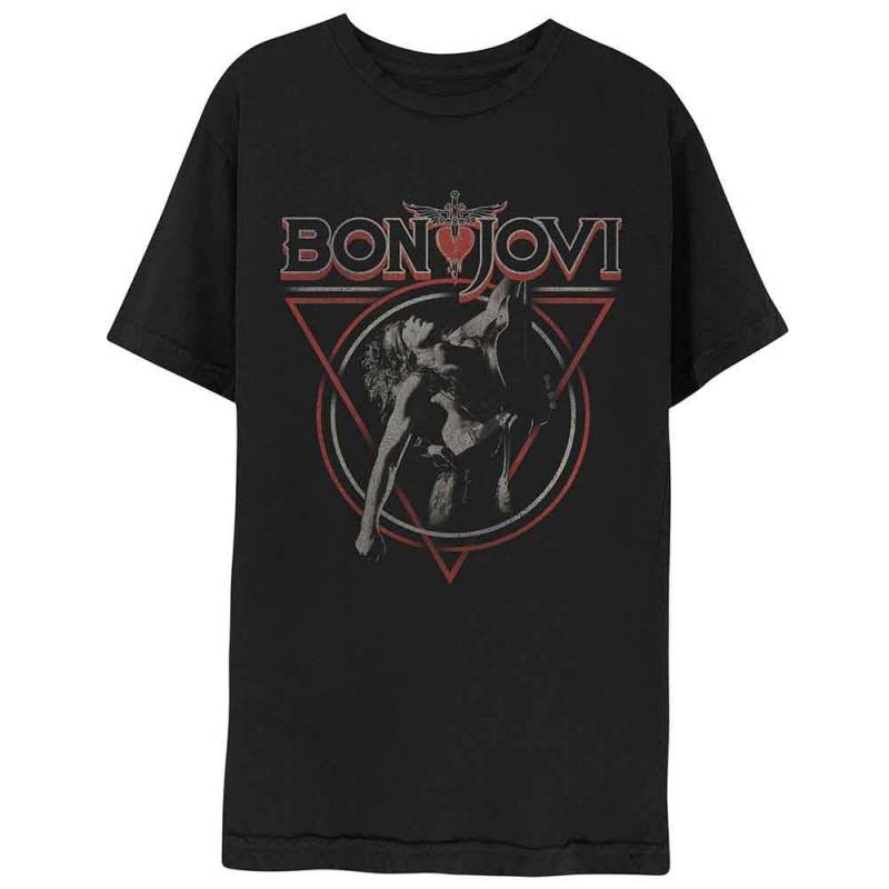 【予約商品】BON JOVI バンドTシャツ ユニセックス: Triangle Overlap (Black)