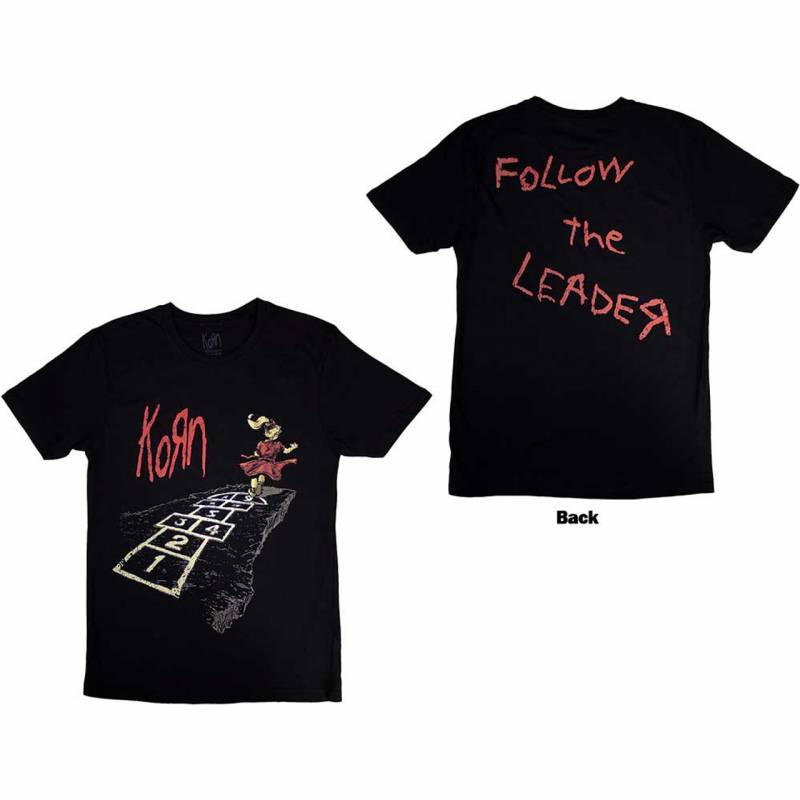 【予約商品】KORN バンドTシャツ ユニセックス: Follow The Leader Hopscotch (Black) (Back Print)