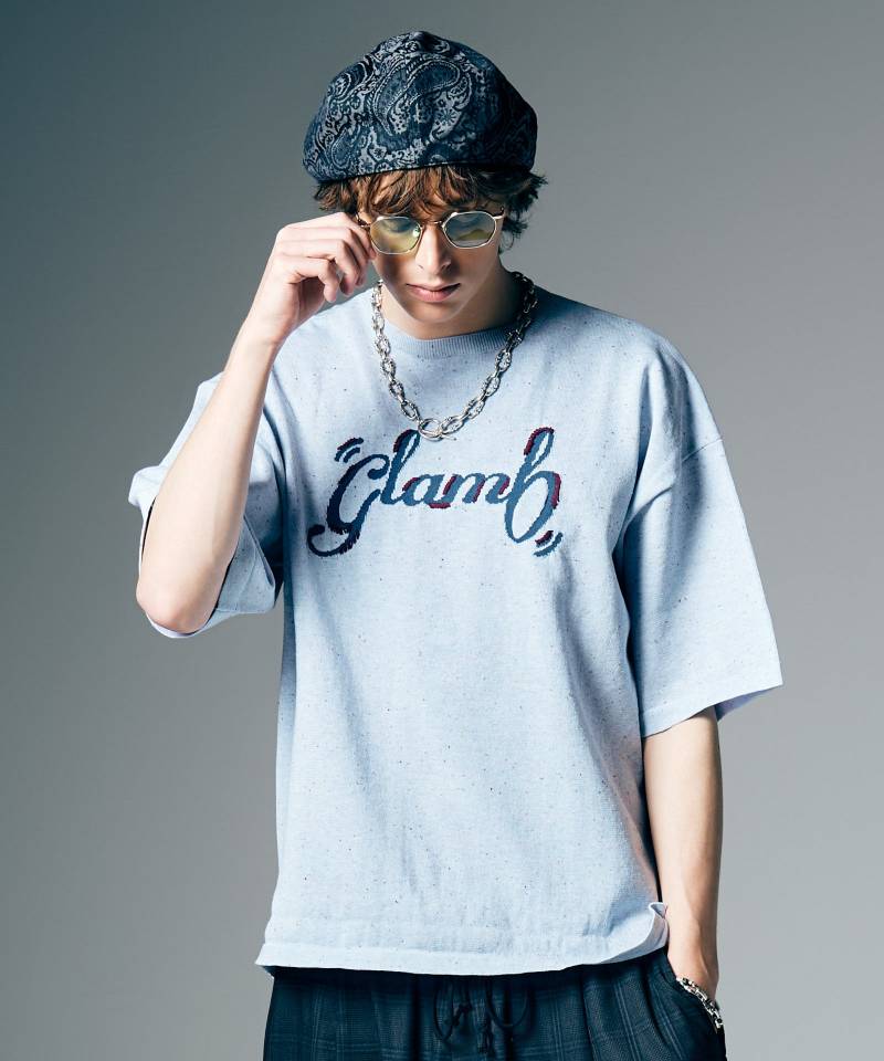 【予約商品】glamb(グラム) Hand Stitch Logo Knit / ハンドステッチロゴニット - Blue
