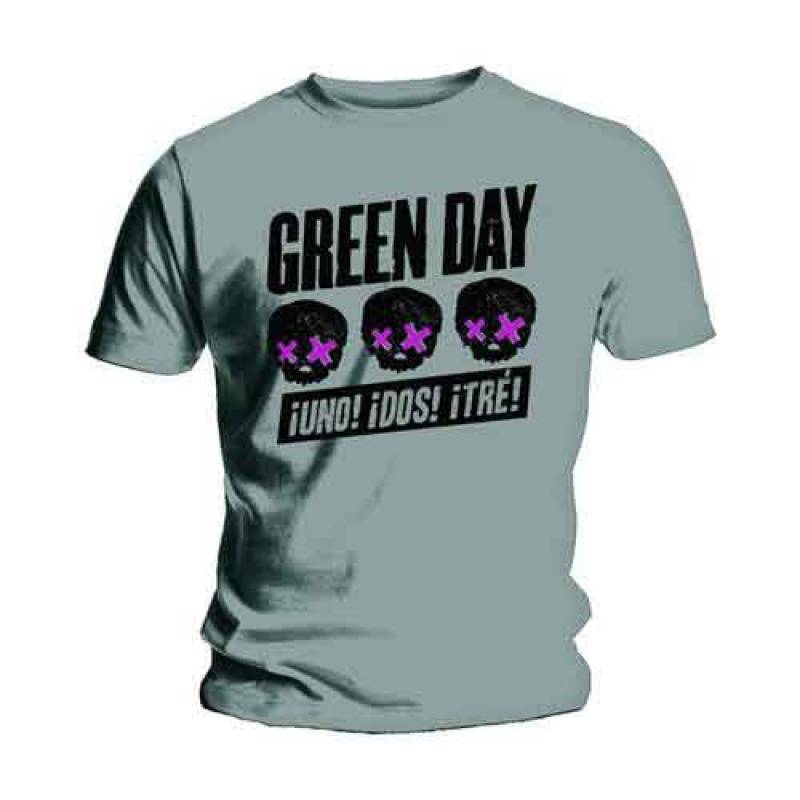【予約商品】GREEN DAY バンドTシャツ ユニセックス: Three Heads Better Than One (Grey)