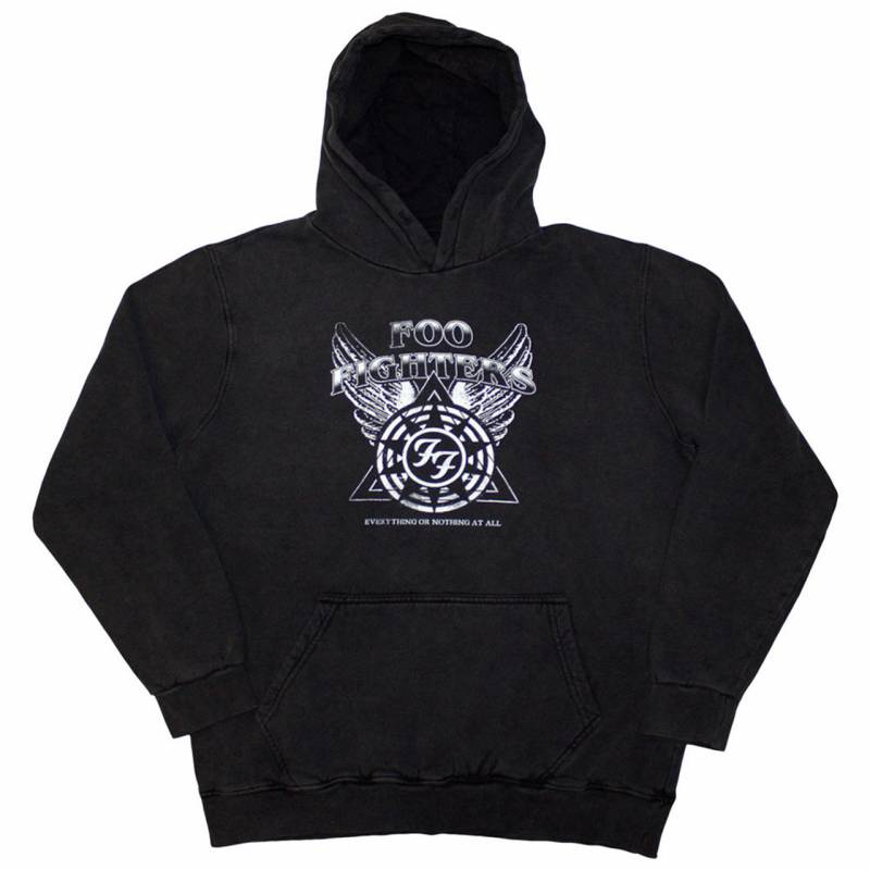 【予約商品】FOO FIGHTERS Unisex Stone Wash Pullover Hoodie: Everything Or Nothing At All Logo (Charcoal Grey) (Wash Collection)