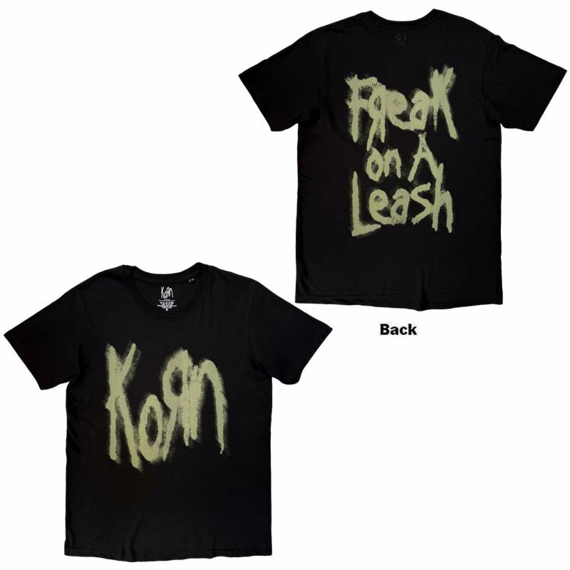 KORN バンドTシャツ ユニセックス: Freak On A Leash (Black) (Back Print)