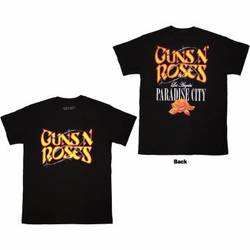 【予約商品】GUNS N' ROSES バンドTシャツ ユニセックス: Paradise City (Black) (Back Print) - BLACK
