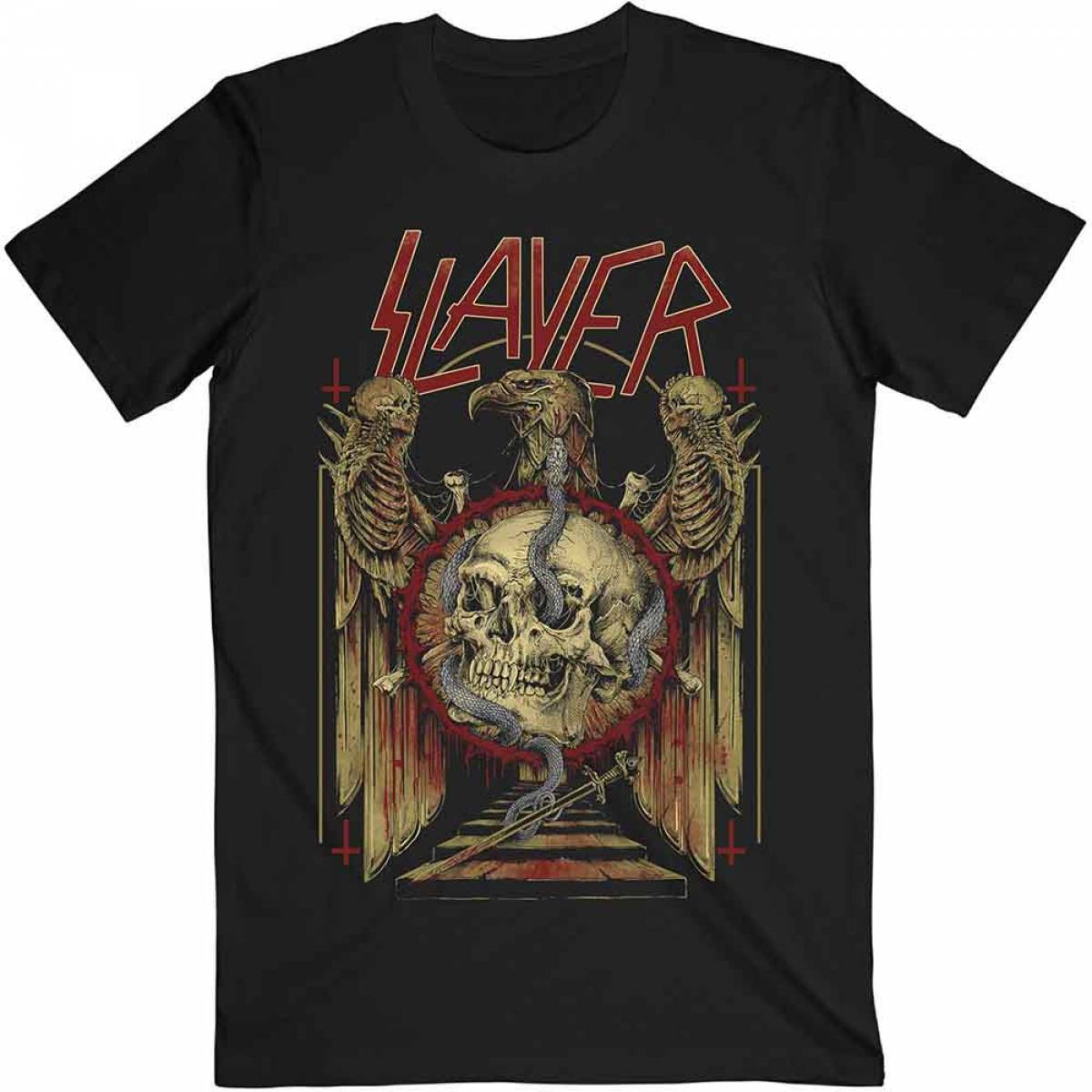 【予約商品】SLAYER バンドTシャツ ユニセックス: Eagle & Serpent (Black) - BLACK