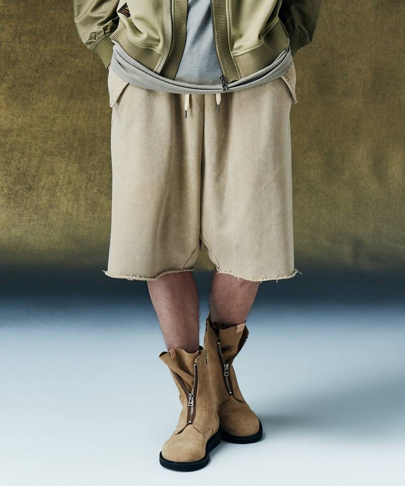 【予約商品】glamb(グラム) Fade Sweat Sarouel Shorts / フェイドスウェットサルエルパンツ - Beige