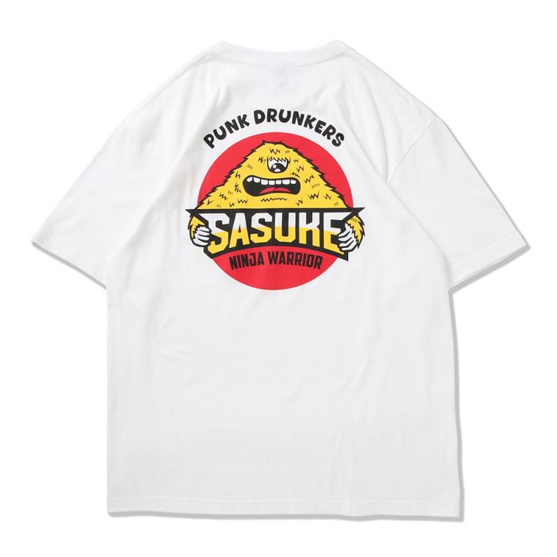 【予約商品】PUNK DRUNKERS (パンク・ドランカーズ) ［PDSxSASUKE］ボタンTEE - WHITE