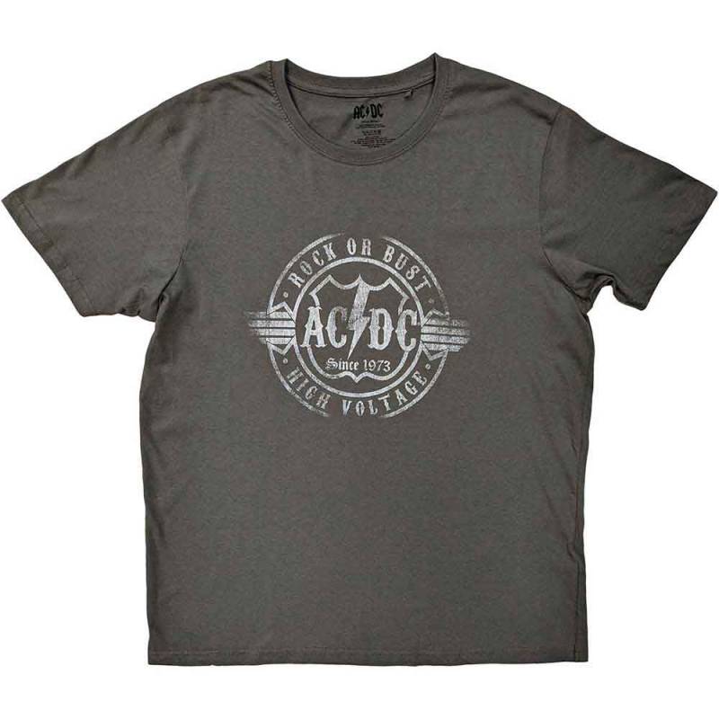 【予約商品】AC/DC バンドTシャツ ユニセックス: Rock or Bust (Charcoal Grey) - CHARCOAL GREY