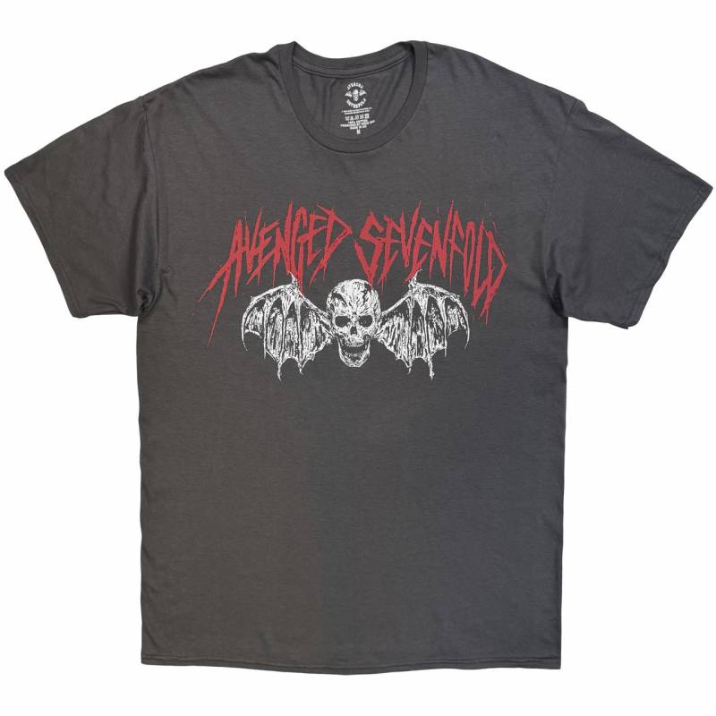 【予約商品】AVENGED SEVENFOLD バンドTシャツ ユニセックス: Skull Bat (Charcoal Grey)
