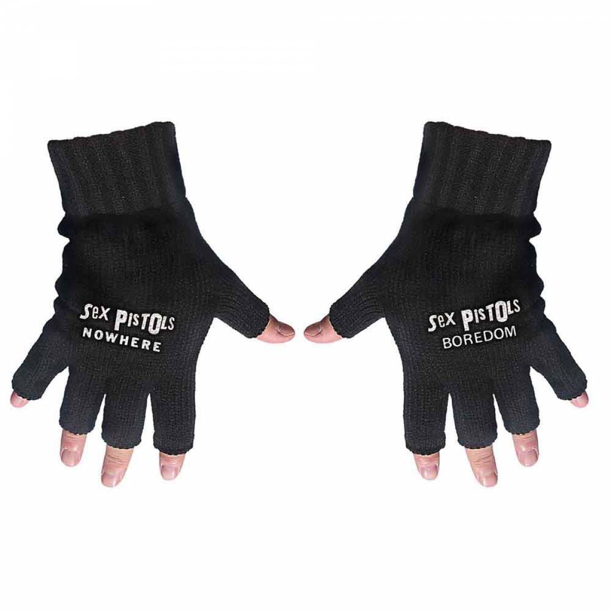 【予約商品】THE SEX PISTOLS Unisex Fingerless Gloves: Nowhere & Boredom - BLACK