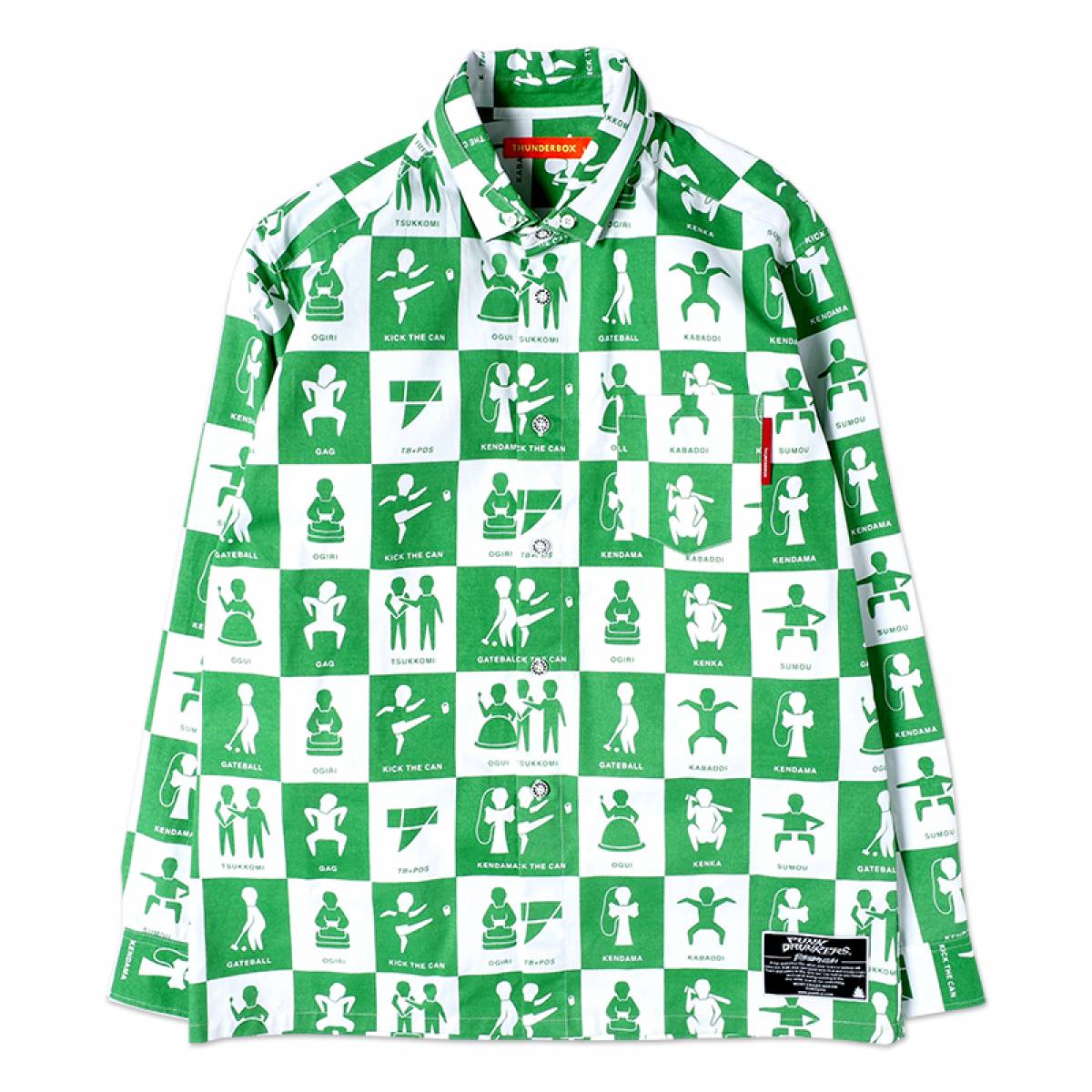 【予約商品】PUNK DRUNKERS [PDSxTHUNDERBOX]ピクトグラムシャツ - WHITE/GREEN