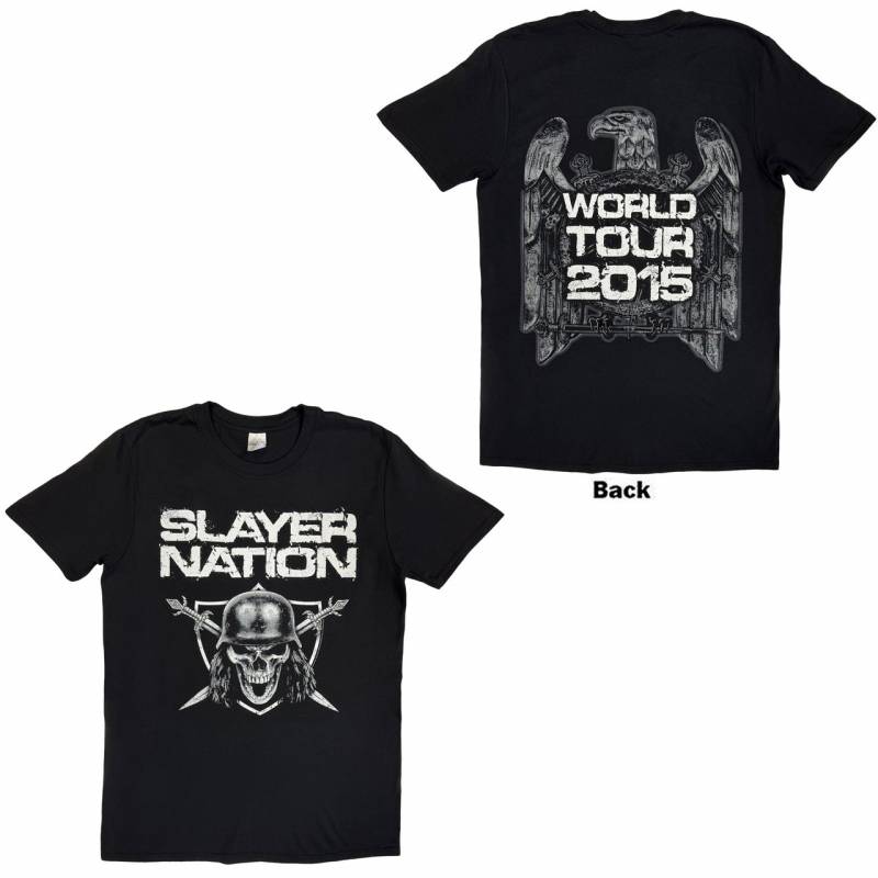 【予約商品】SLAYER バンドTシャツ ユニセックス: SLAYER Nation 2015 Dates (Black) (Back Print & Ex-Tour)