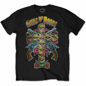 【予約商品】GUNS N' ROSES バンドTシャツ ユニセックス: Skull Cross 80s (Black) - BLACK