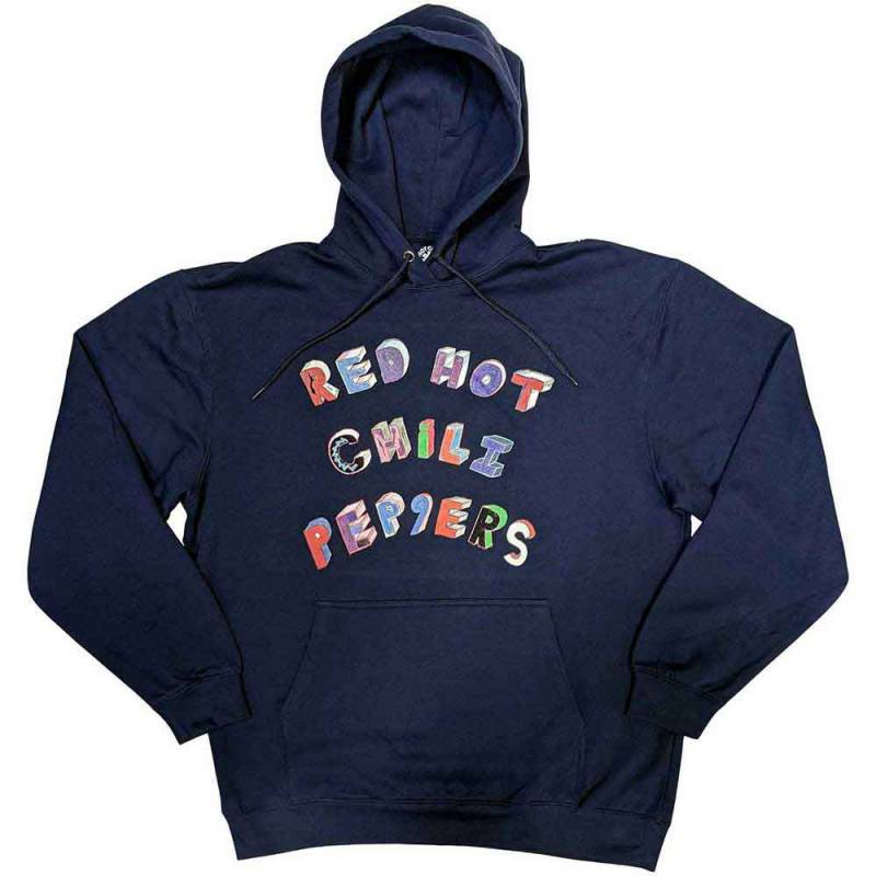 【予約商品】RED HOT CHILI PEPPERS Unisex Pullover Hoodie: Colourful Letters (Navy)