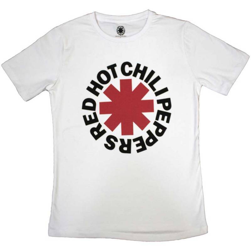 Red Hot Chili Peppers Ladies バンドTシャツ: Classic Asterisk (White)