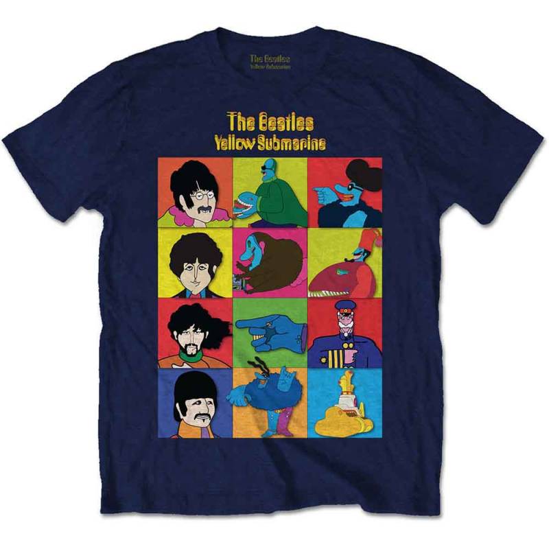 【予約商品】THE BEATLES バンドTシャツ ユニセックス: Yellow Submarine Characters (Navy Blue)