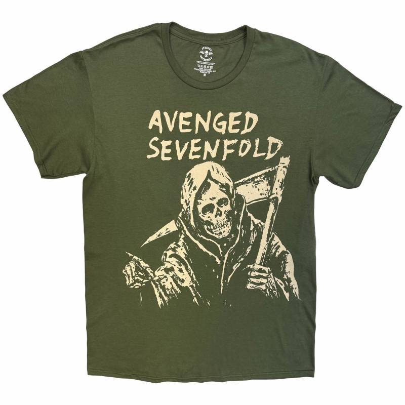 【予約商品】AVENGED SEVENFOLD バンドTシャツ ユニセックス: Reaper (Khaki Green)