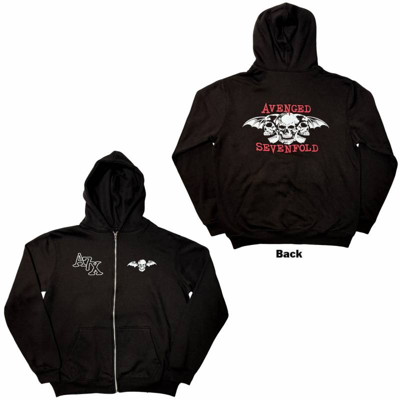 【予約商品】AVENGED SEVENFOLD Unisex Zipped Hoodie: Dead Head (Black) (Back Print)